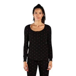 NWT/BAG REVOLVE PLUSH Thermal Hearts Pajamas Set & Scrunchie Size: M Black/Red